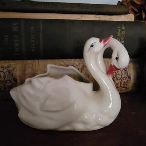 Vintage Double Headed Swan Made In Japan Trinket Dish Small Planter
